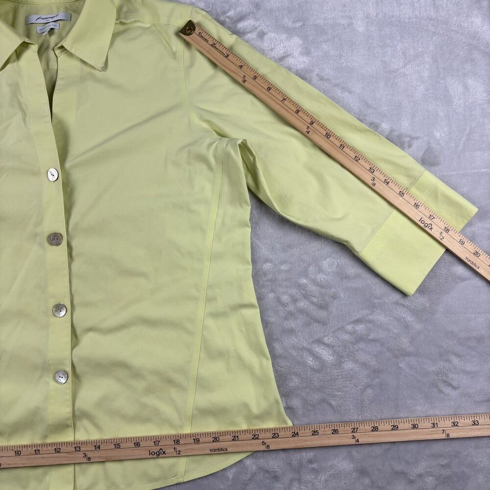 Foxcroft Dress Shirt 3/4 Sleeve Button Up Sz 14 Yellow Cotton Office Casual Top - Picture 9 of 13